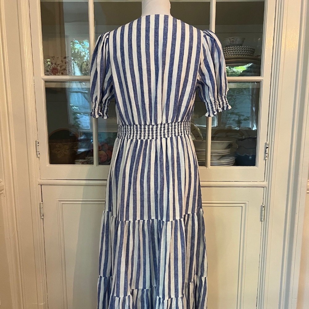 Blue and White Striped Maxi Dress - Picture 10 of 14